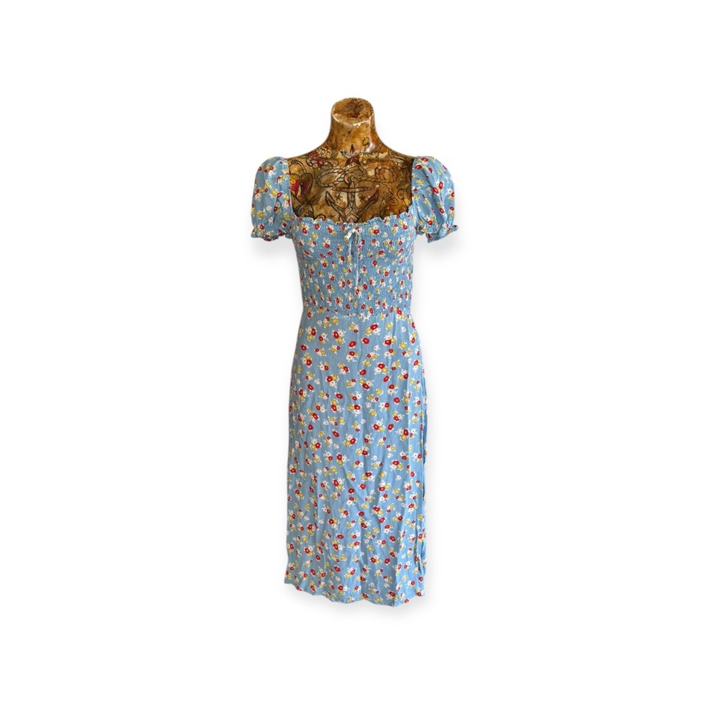 FAITHFULL THE BRAND floral maxi dress 6 small short sleeve